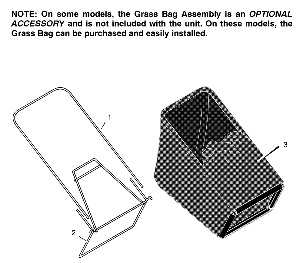 Bag Assembly Diagram and Parts List for 222390X99A 2001 Briggs and Stratton Lawn Mower